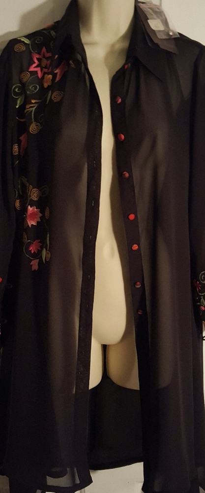 NWTBlack Sheer Blouse/Cardigan